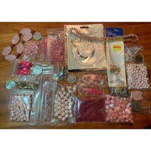 Assorted Beads & Jewelry Supplies For DIY Crafts Mixed Colors Pink/Gold/Clear